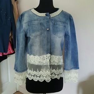 New !!! Beautiful Jean Lace Jacket